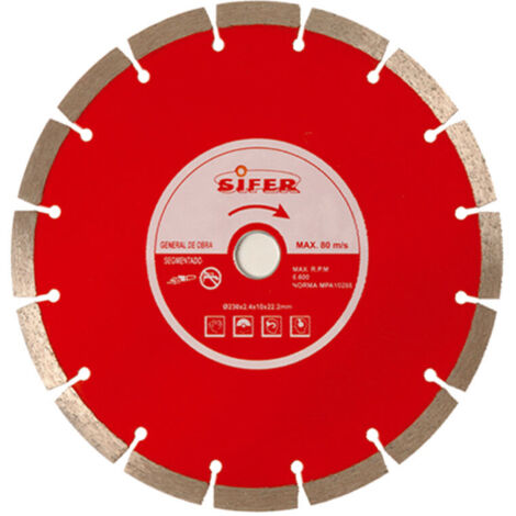 Sifer Diamond Disc 115 Platorello 10 mm Segmentato Rosso 1443110