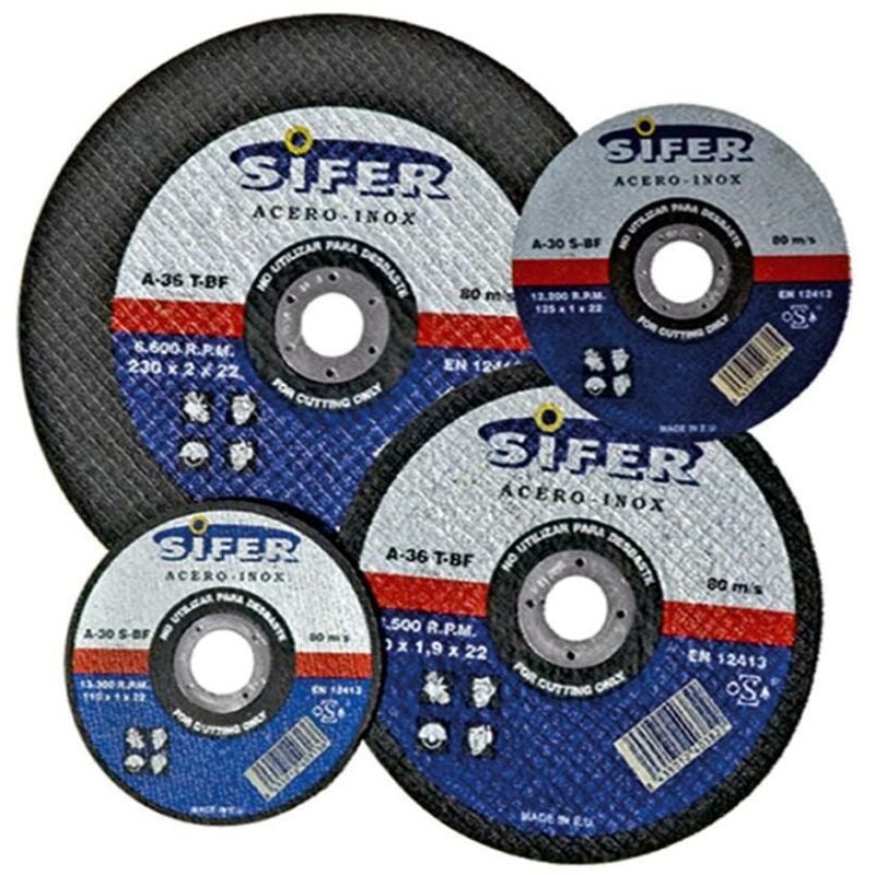 

sifer disco corte acero inox 115x1,0x22 r757 - Mibricotienda