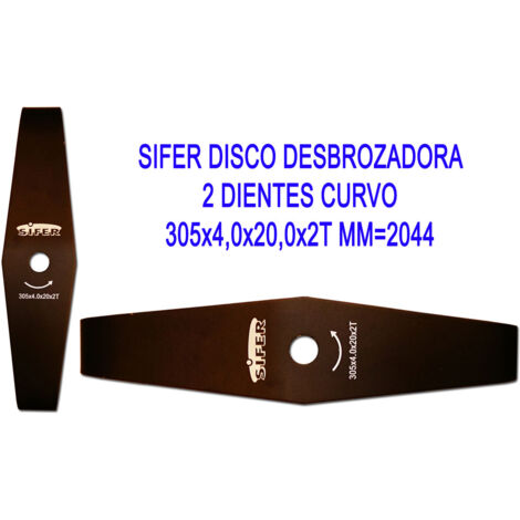 sifer disco desbrozadora 2 dientes curvo 305x4,0x20,0x2t mm 2044