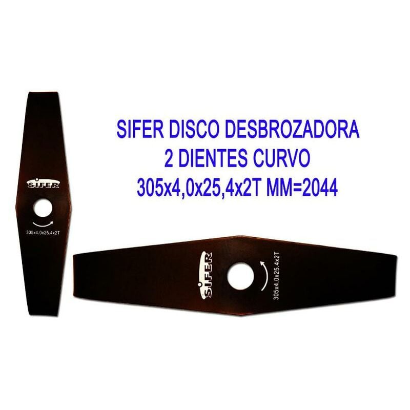 

MIBRICOTIENDA sifer disco desbrozadora 2 dientes curvo 305x4,0x25,4x2t mm 2044