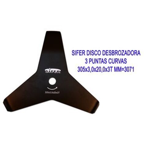 sifer disco desbrozadora 3 puntas curvas 305x3,0x20,0x3t mm 3071