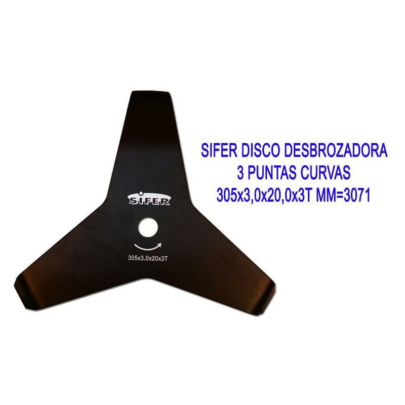 

sifer disco desbrozadora 3 puntas curvas 305x3,0x20,0x3t mm 3071 - Mibricotienda