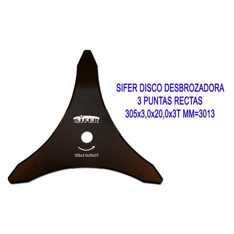 

sifer disco desbrozadora 3 puntas rectas 305x3,0x20,0x3t mm 3013 - Mibricotienda