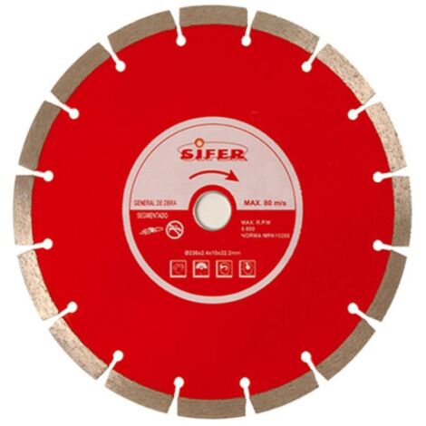 Sifer Disco Diamante 230 Pastilla 10 mm Segmentado Rojo 1443410