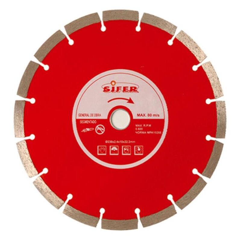 

sifer disco diamante 230 pastilla 10 mm segmentado rojo 1443410 - Mibricotienda