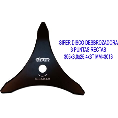 SIFER Disco para desbrozadora de 3 puntas rectas 30,5x3x25,4mm