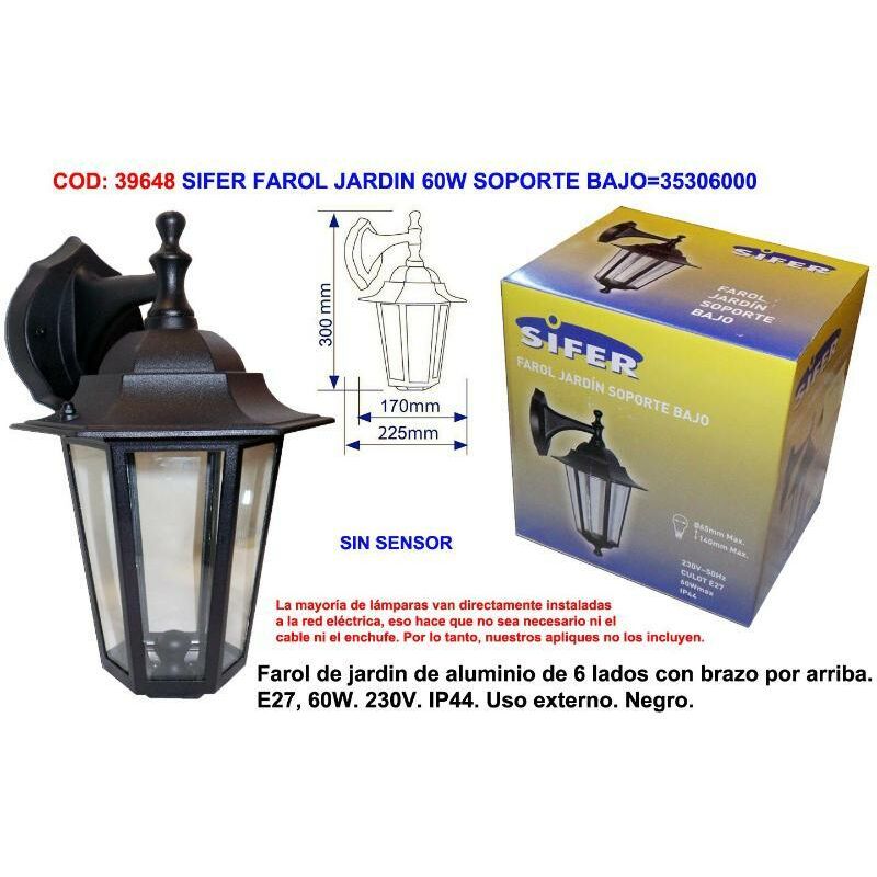 

MIBRICOTIENDA sifer farol jardin 60w soporte bajo 35306000