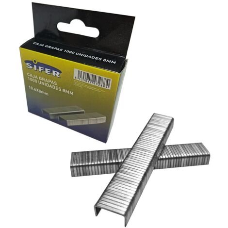 SIFER Grapas Galvanizadas Nº 810.6 x 8mm Caja 1000 Unidades