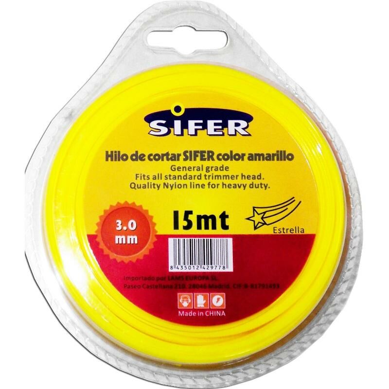 

sifer hilo desbrozadora amarillo estrella 3.00 mmx 15 m 48222010 - Mibricotienda