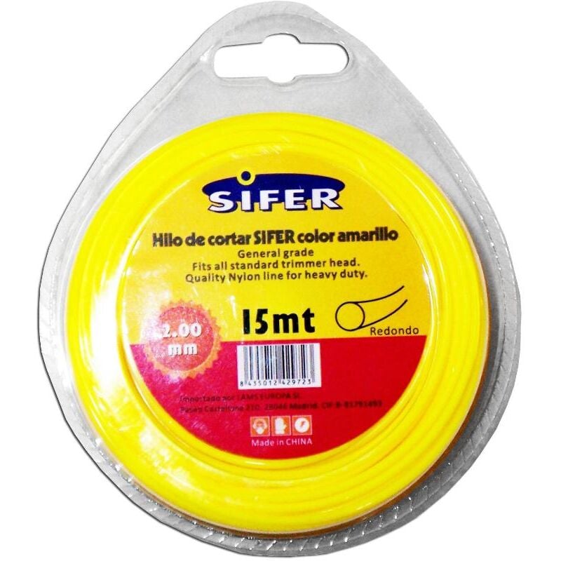 

sifer hilo desbrozadora amarillo redondo 2.00 mmx 15 mt 48222001 - Mibricotienda