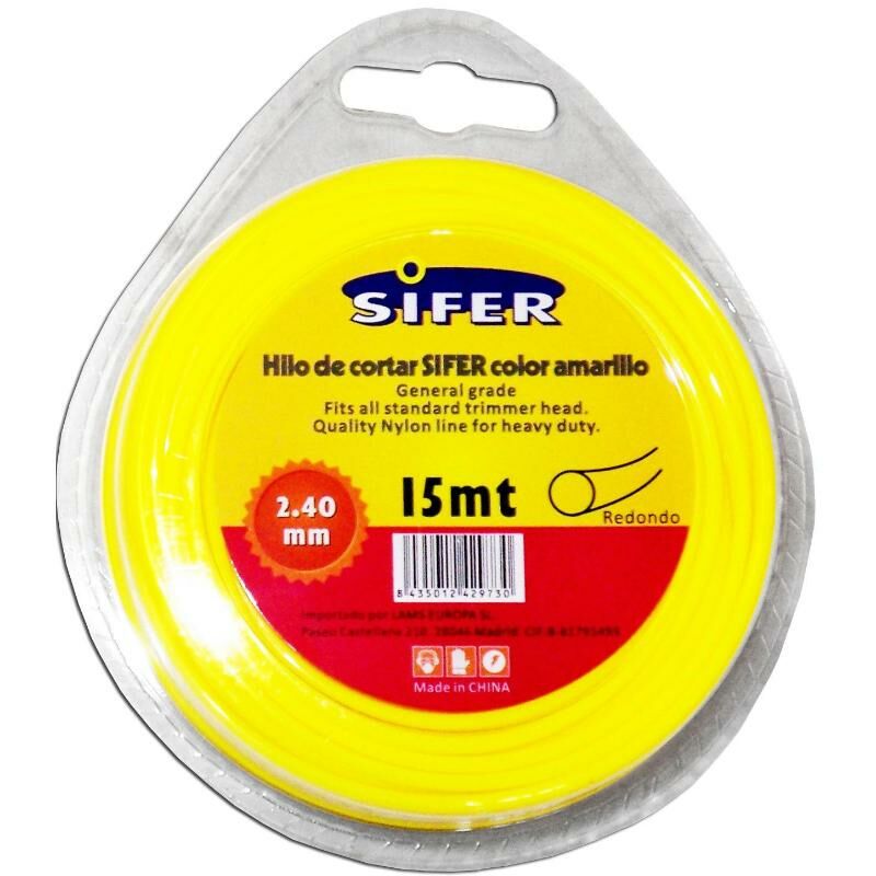 

sifer hilo desbrozadora amarillo redondo 2.40 mmx 15 mt 48222002 - Mibricotienda