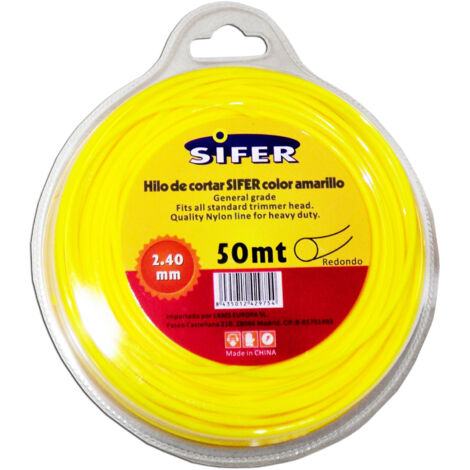 sifer hilo desbrozadora amarillo redondo 2.40 mmx 50 mt 48222004