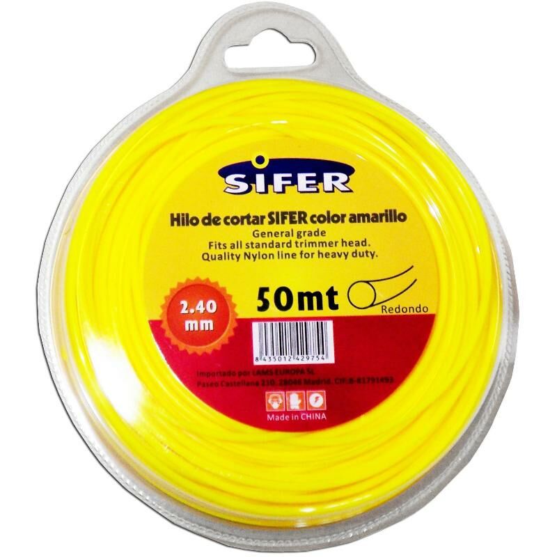 

sifer hilo desbrozadora amarillo redondo 2.40 mmx 50 mt 48222004 - Mibricotienda