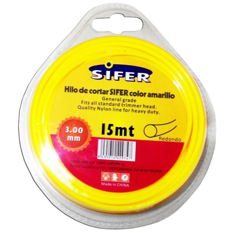 

sifer hilo desbrozadora amarillo redondo 3.00 mmx 15 mt 48222003 - Mibricotienda