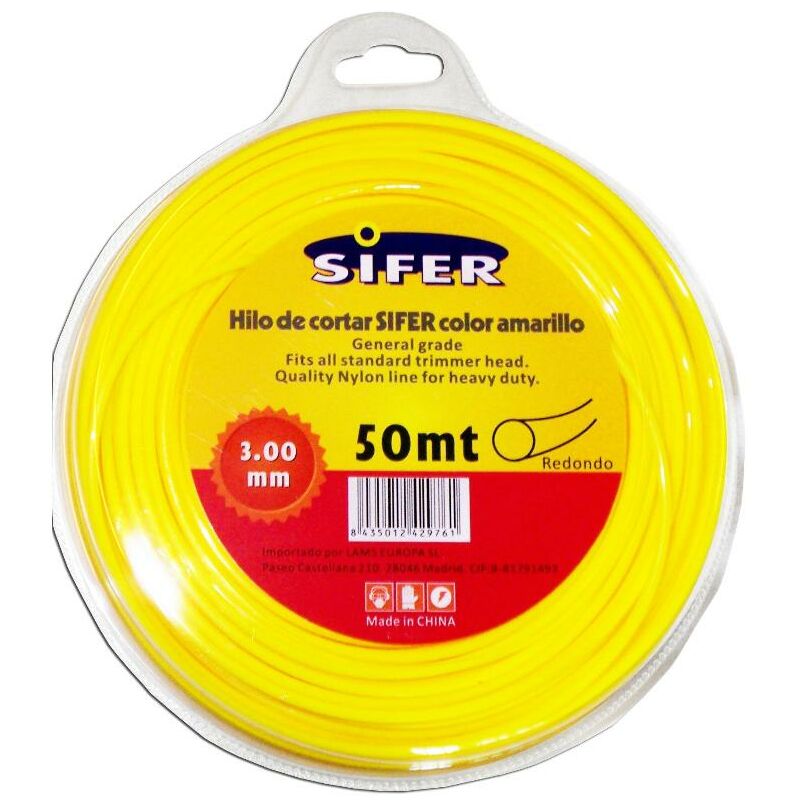 

sifer hilo desbrozadora amarillo redondo 3.00 mmx 50 mt 48222005 - Mibricotienda