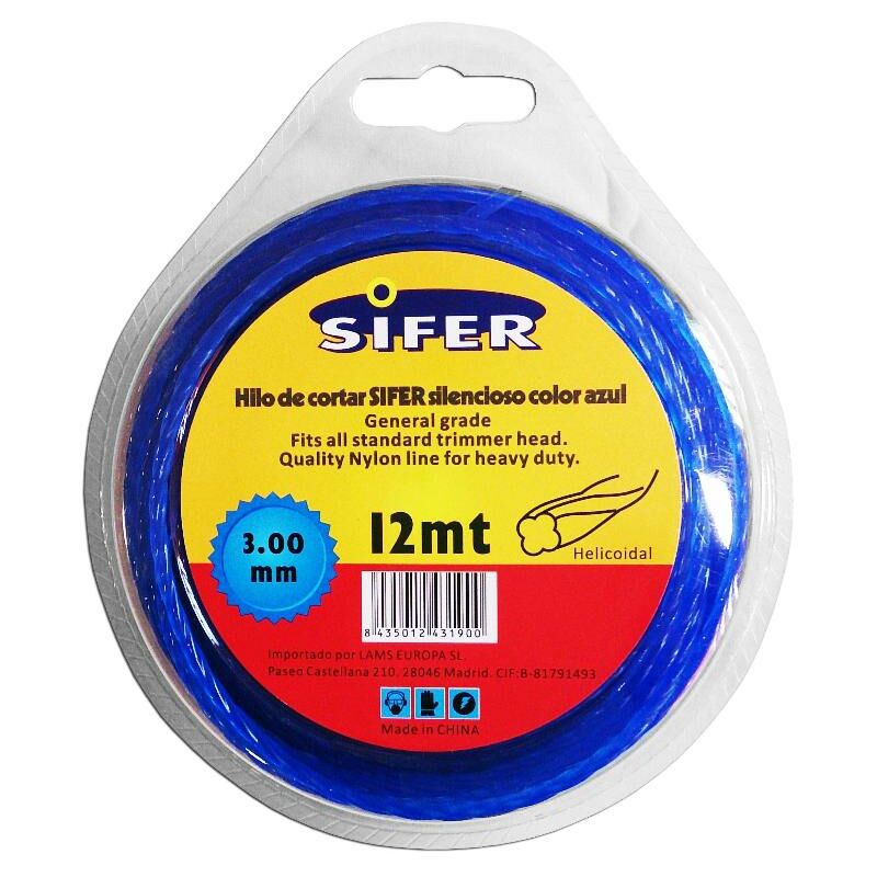 

sifer hilo desbrozadora azul silencio.helico.3.0mmx12 m 48222051 - Mibricotienda