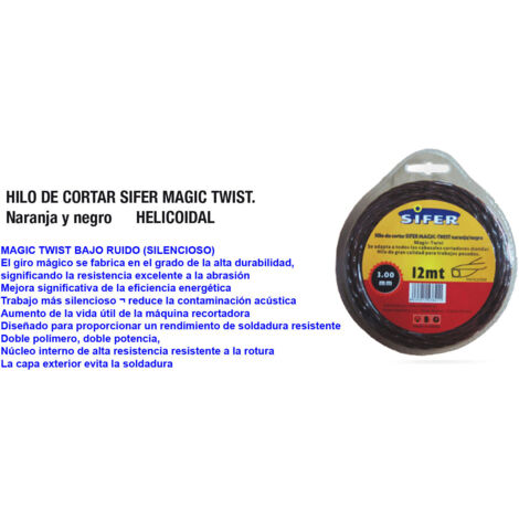 sifer hilo desbrozadora naranja-negro silencio.helico.2.4mmx87 m