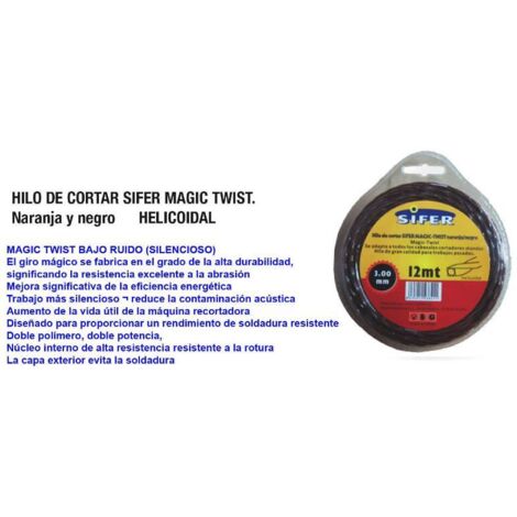 sifer hilo desbrozadora naranja-negro silencio.helico.3.0mmx12 m
