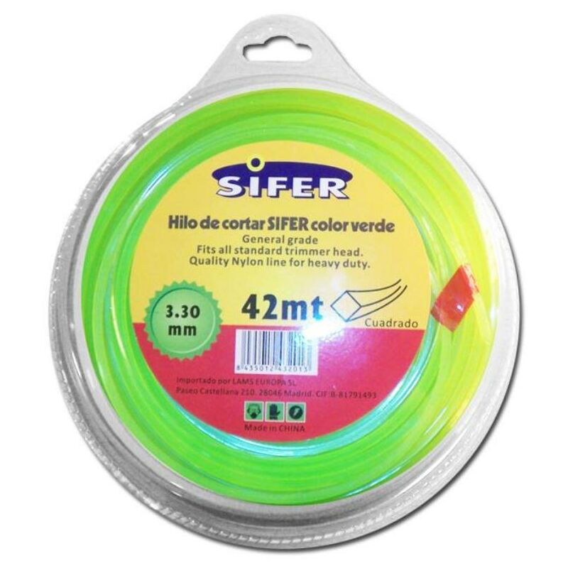 

MIBRICOTIENDA sifer hilo desbrozadora verde cuadrado 3.30 mmx 42 mt 48222072
