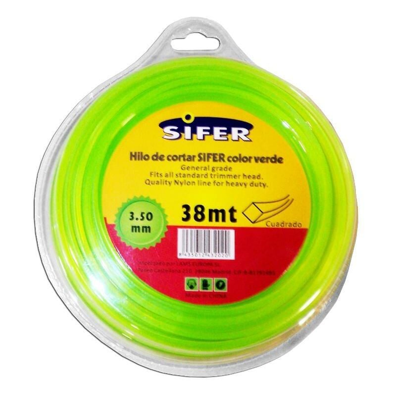 

sifer hilo desbrozadora verde cuadrado 3.50 mmx 38 mt 48222073 - Mibricotienda