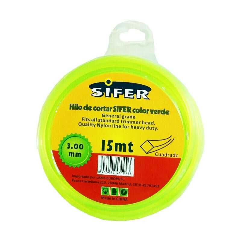 

sifer hilo desbrozadora verde redondo 3.00 mmx 15 mt 48222062 - Mibricotienda