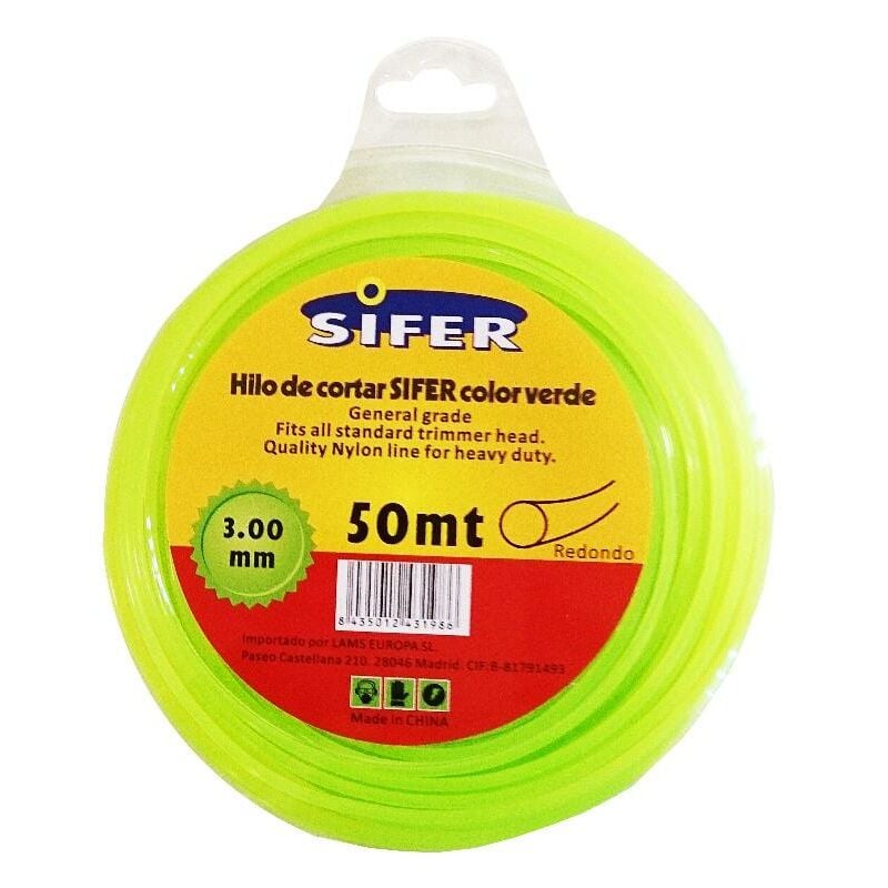 

sifer hilo desbrozadora verde redondo 3.00 mmx 50 mt 48222064 - Mibricotienda