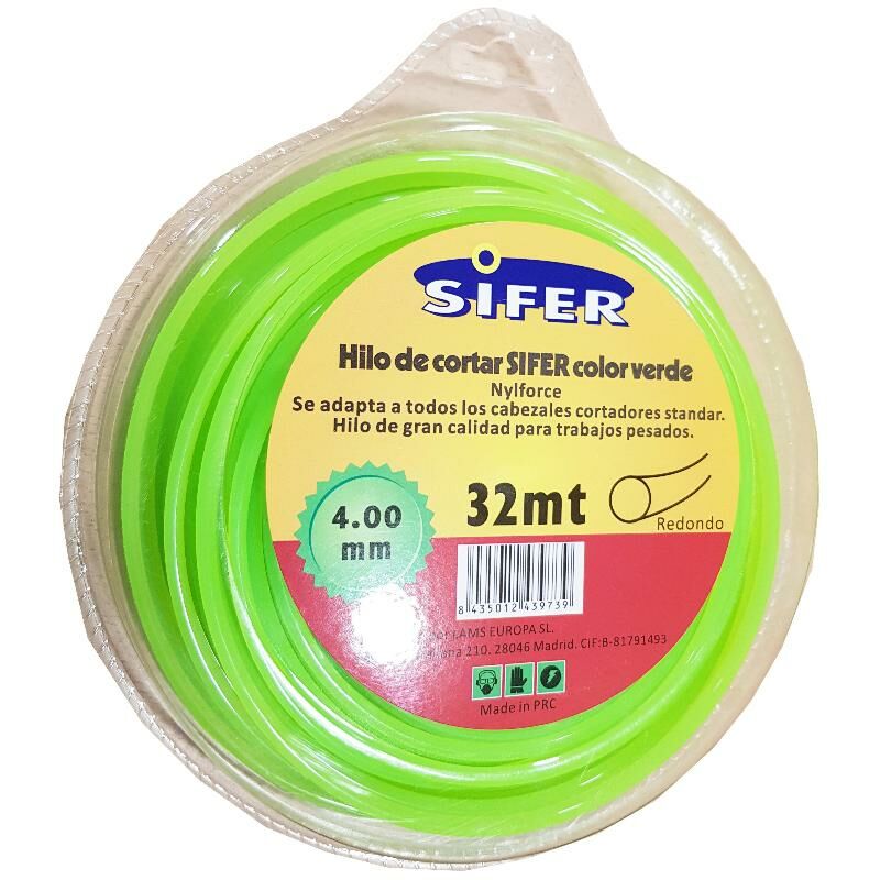 

sifer hilo desbrozadora verde redondo 4.00 mmx 32 mt 48222065 - Mibricotienda
