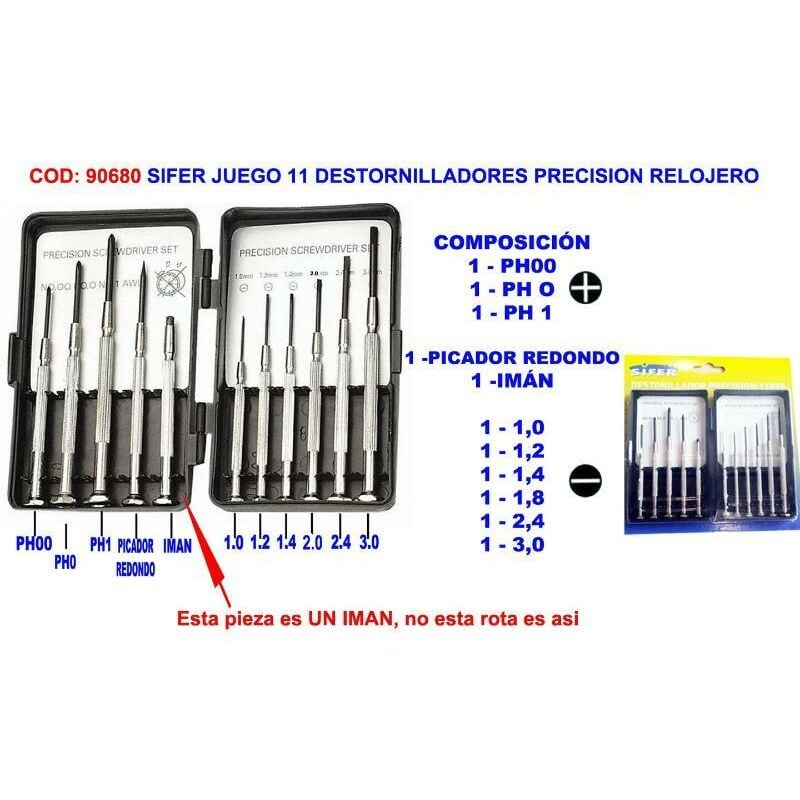 

sifer juego 11 destornilladores precision relojero - Mibricotienda