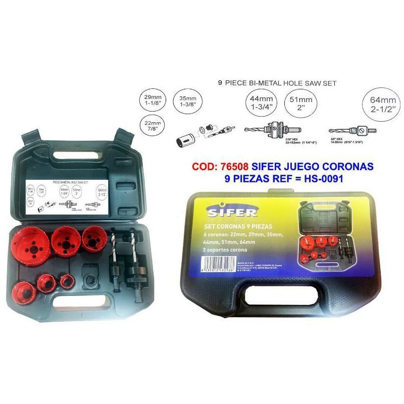 

MIBRICOTIENDA sifer juego coronas 9 piezas hs0091