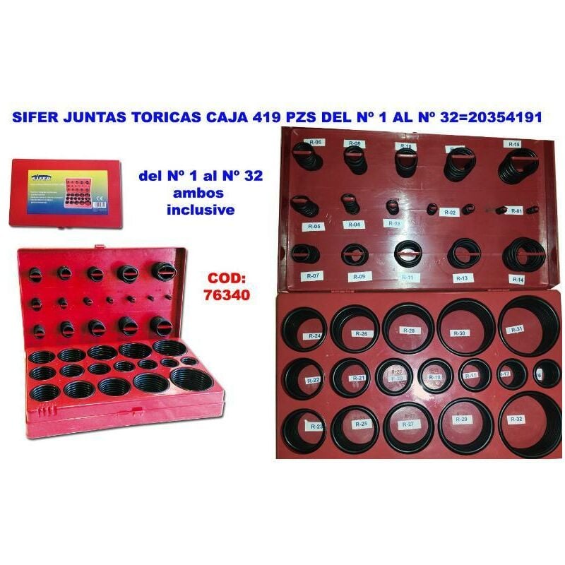 

sifer juntas toricas caja 419 pzs del nº 1 al nº 32 20354191 - Mibricotienda