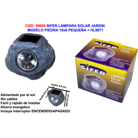 SIFER LAMPARA SOLAR PIEDRA 10x6 PEQUEÑA=HL8071