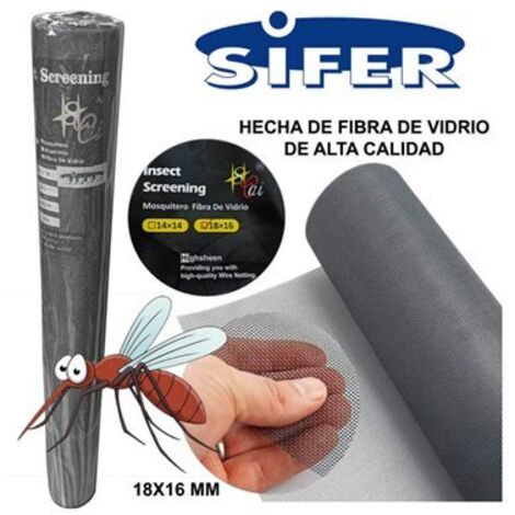 sifer malla tela mosquitera fibra vidrio 120 cmx30 m-rollo 18x16