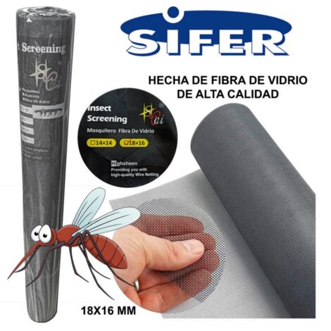 sifer malla tela mosquitera fibra vidrio 80 cm x30 m-rollo 18x16