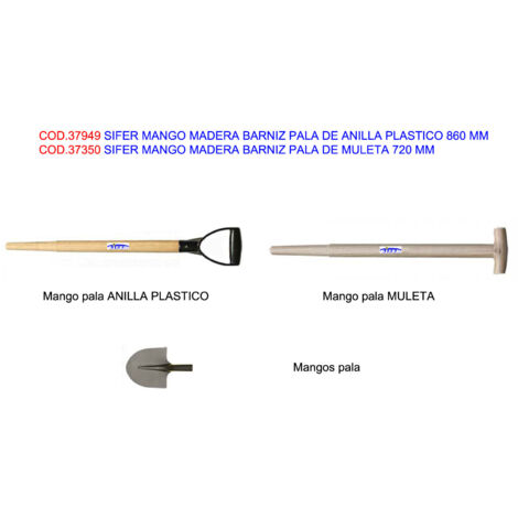 Sifer Mango de Madera con Barniz y Pala de Anilla de Plástico 860 mm