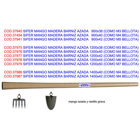 SIFER MANGO MADERA BARNIZ AZADA 1200x38 COMO M3 BELLOTA