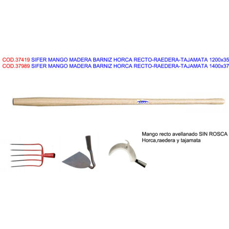 SIFER Mango Madera Barniz Horca Recta Raedera Tajamata 1200x35