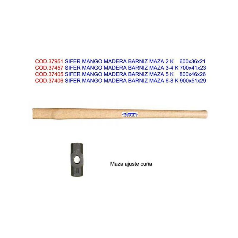 

sifer mango madera barniz maza 5 k 800x46x26 + cuña - Mibricotienda
