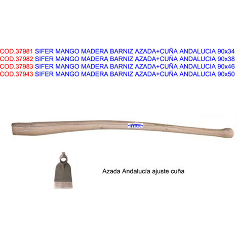 SIFER MANGO MADERA CURVO BARNIZ AZADA CUÑA ANDALUCIA 90x50