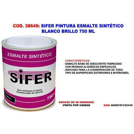 SIFER PINTURA ESMALTE SINTETICO BLANCO BRILLO 750 ML