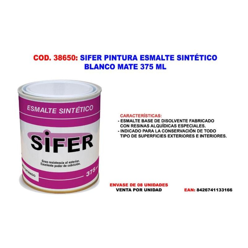 

sifer pintura esmalte sintetico blanco mate 375 ml - Mibricotienda