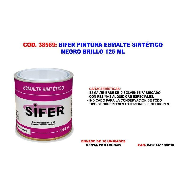 

sifer pintura esmalte sintetico negro brillo 125 ml - Mibricotienda