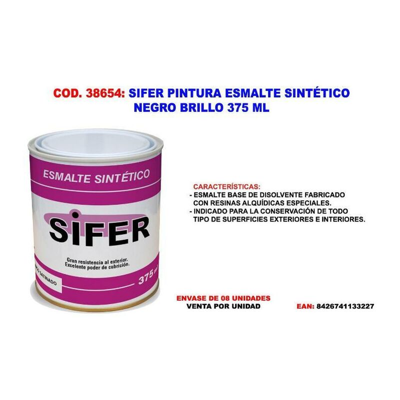 

sifer pintura esmalte sintetico negro brillo 375 ml - Mibricotienda