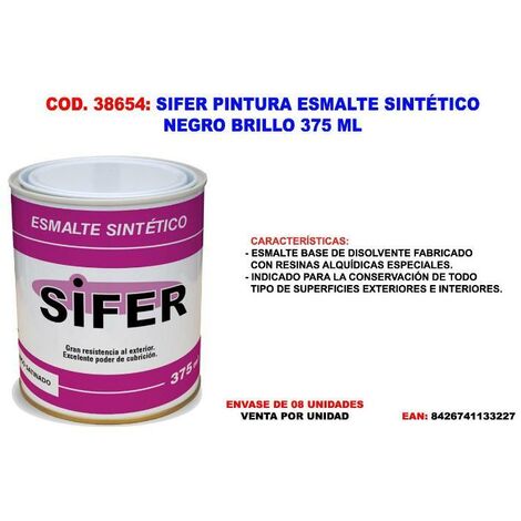 SIFER PINTURA ESMALTE SINTETICO NEGRO BRILLO 375 ML