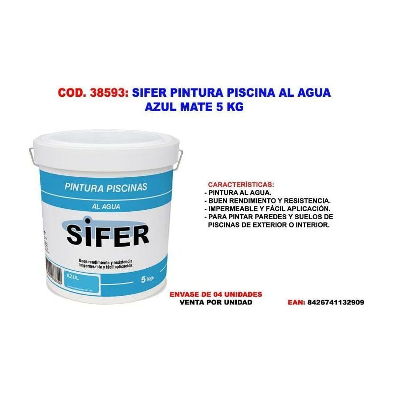 

MIBRICOTIENDA sifer pintura piscina al agua azul mate 5 kg