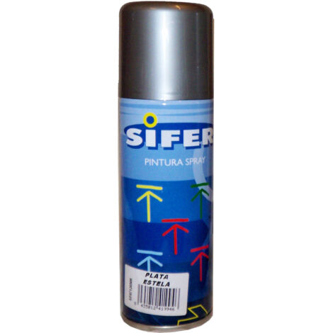 Sifer Pintura Spray Esmalte Acrílico Brillante 200ml Plata Estela