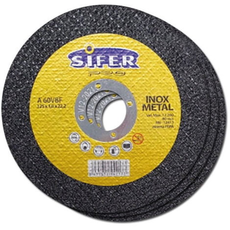 SIFER PRO Disco de Corte Acero Inox 115x1x22 A60V BF