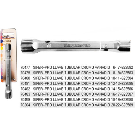 SIFER+PRO LLAVE TUBULAR CROMO VANADIO 16-17=623587
