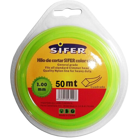 SIFER QUADRATISCHES GRÜNES BÜRSTENSCHNEIDGEWINDE 3 MM x 50 M