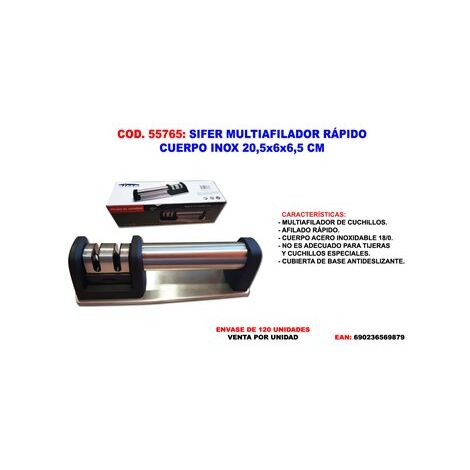 Sifer Quick Multi-Aiguiseur Corps En Acier Inoxydable 20,5x6x6,5 CMM02