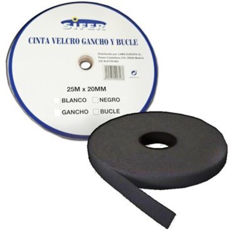 SIFER sifer cinta velcro adhesiva hembra-bucle negra 25mx20mm